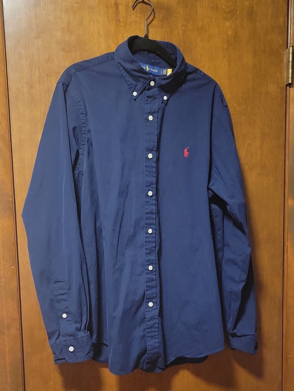 Ralph Lauren Classic Fit Long Sleeve Polo Navy Blue Mens Large